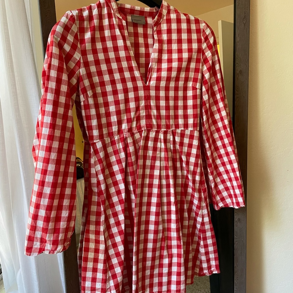 Gingham Bell Sleeve Dress